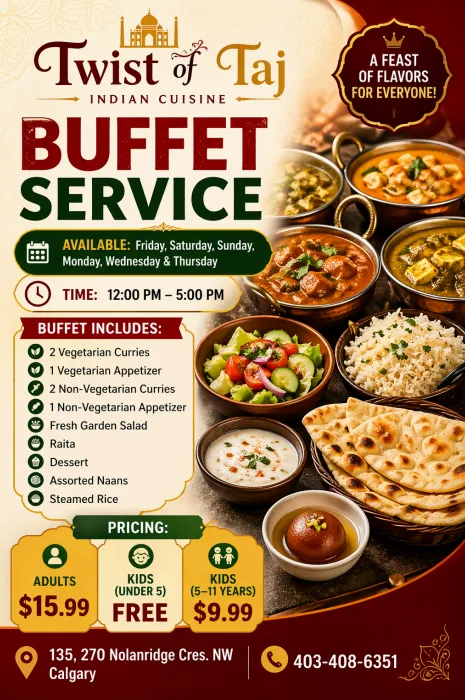 Twist of TAJ Buffet Service - Authentic Indian Buffet in Calgary NW