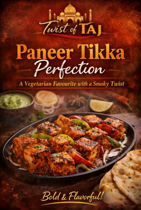Paneer Tikka at Twist of TAJ - Smoky Grilled Vegetarian Dish in Calgary NW