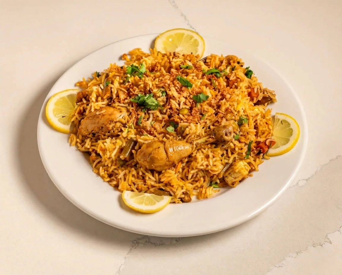 Twist of TAJ Chicken Biryani Calgary authentic fragrant basmati rice